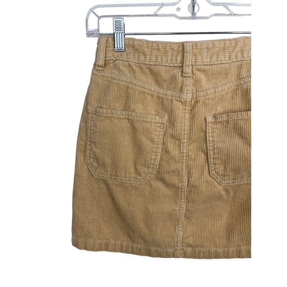 Hollister XS Camel Corduroy High Rise Mini Skirt Zip Front Pockets - Picture 8 of 12